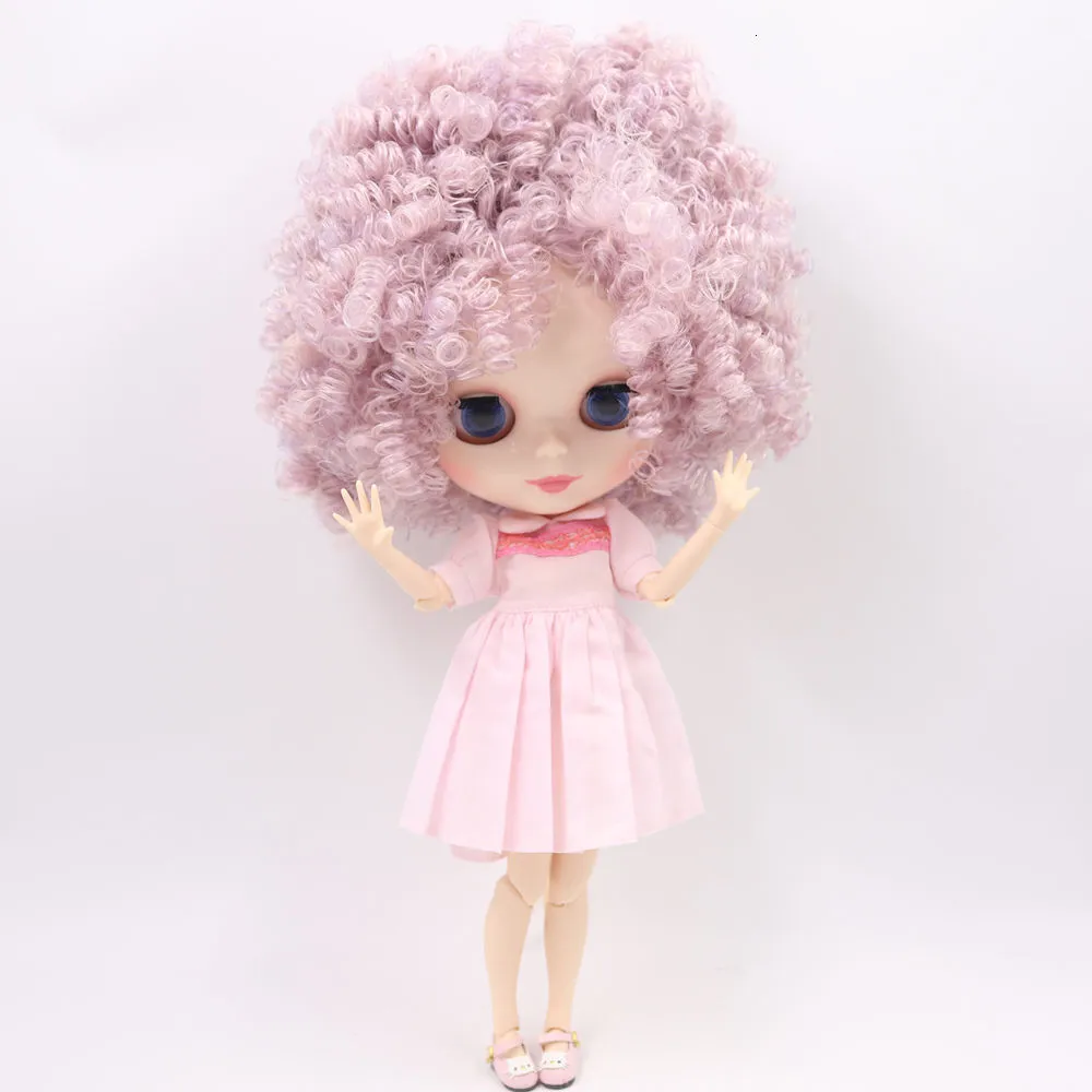 Dolls ICY DBS Blyth doll NoBL10492352 Purple mix Pink Afro hair JOINT body White skin Neo 16 bjd 230907