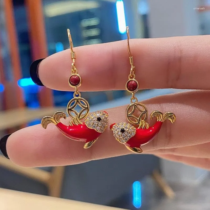 Baumelnde Ohrringe CAOSHI Zarte rote glänzende Fischtropfen weiblicher Modeschmuck exquisite Persönlichkeit Geschenk für Frauen trendige Damenaccessoires