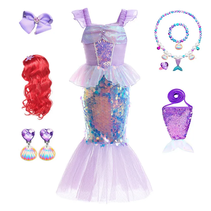 Flickor klänningar 3 10 år sjöjungfru charm prinsessklänning cosplay kostymer för barn flicka födelsedagsfest halloween kläder 230906