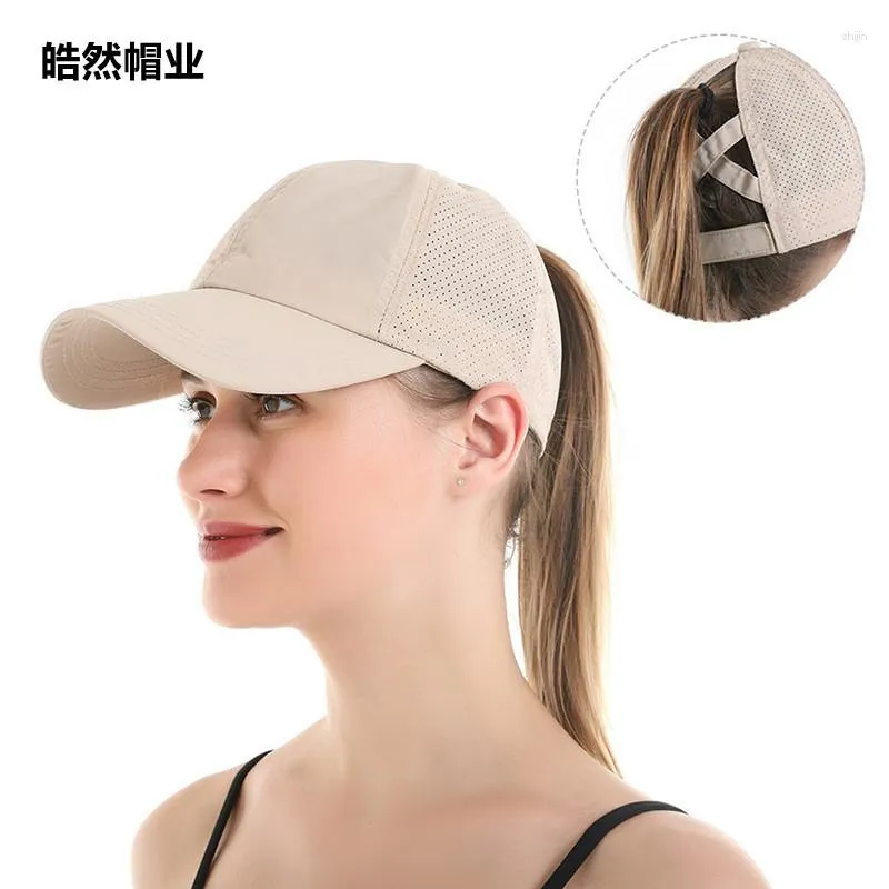 Ball Caps 2023 Women Baseball Bely Bun Snapback Hat Ponycap Trucker Hats Regulowane sporty na świeżym powietrzu