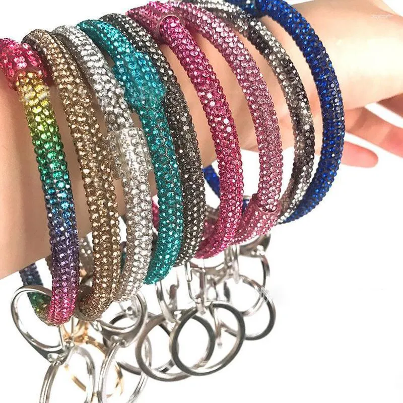 Porte-clés Bracelet en strass coloré, porte-clés unisexe, breloque, cerceau, accessoires de mode