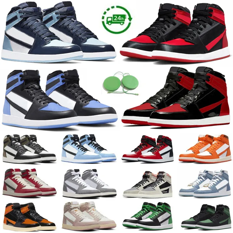 Basketball Shoes For Men Women Sneaker Satin Bred Patent Unc Toe Palomino Lucky Pine Green Dark Mocha Washed Pink Twist Silver Toe Mens Trainers Sports Sneakers GAI