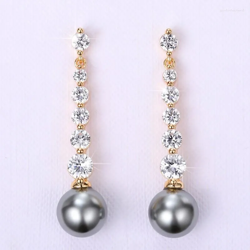 Boucles d'oreilles pendantes CAOSHI magnifique Long pendentif tempérament dame bijoux de fête avec perle simulée femmes élégantes zircone brillante