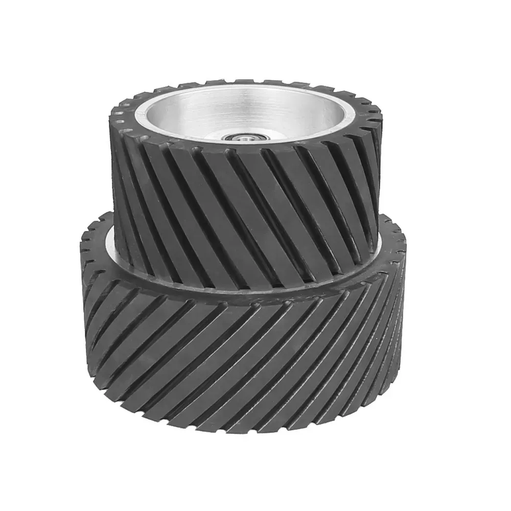 wholesale 100/200/250x100mm Belt Grinder Replacement Parts Grooved Rubber Contact Wheel Dynamically Balanced LL