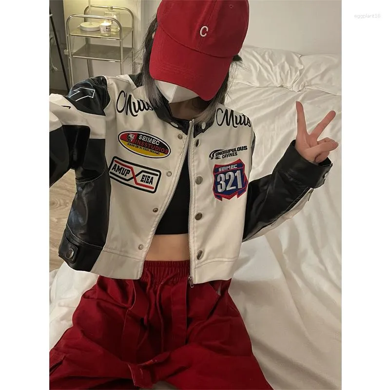 Chaquetas De Mujer YICIYA Chaqueta Bomber Mujeres Racing Varsity Cuero Corto Motocicleta Beisbol Americano Y2K Abrigo Vintage Top De Verano De 40 77 DHgate
