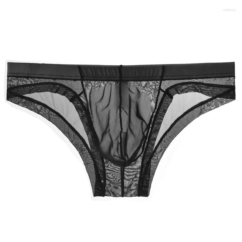 Mutande di grandi dimensioni Mutandine Intimo Uomo Sexy U Convesso Custodia Slip Ultra-sottile Maglia trasparente Undies Solido senza soluzione di continuità Trasparente