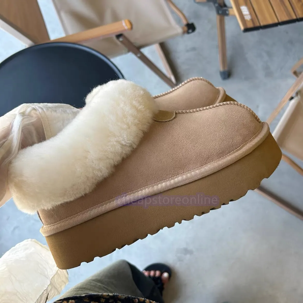 Tazz Sheepskin Slipper Boots Designer Womens Snow Boots Warm Suede