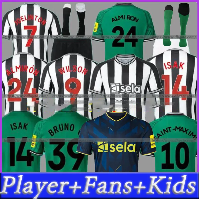 23/24 Bruno G. Soccer Jerseys Kids Kit 2023 2024 Wilson Saint Maximin Isak Uniteds Football Shirt målvakt Home Away Third Set Fan Player Version