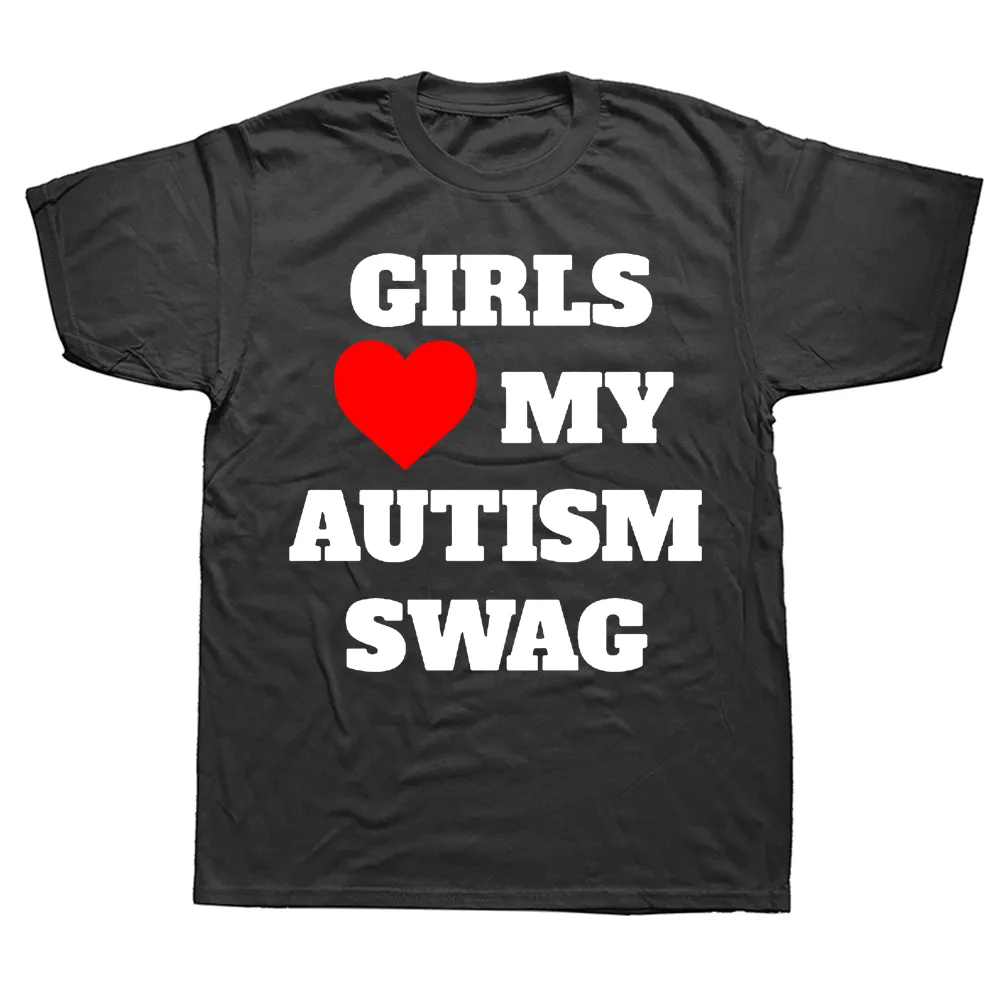 Homens camisetas Novidade Meninas Coração Meu Autismo Swag Camisetas Gráfico Streetwear Manga Curta Presentes de Aniversário Estilo Verão Camiseta Mens Roupas 230906