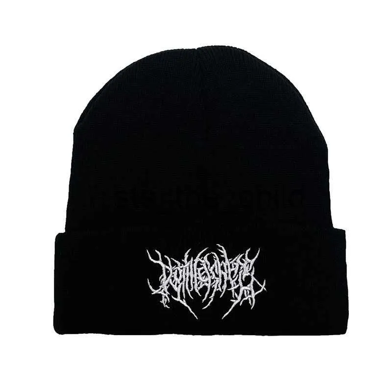 Beanie / Skull Caps Luxo Mulheres Homens Inverno Beanies Chapéus Gótico Rua Punk Malha Bonnet Caps Algodão Moda Mantenha Quente Skullies Beanies Chapéus X0907