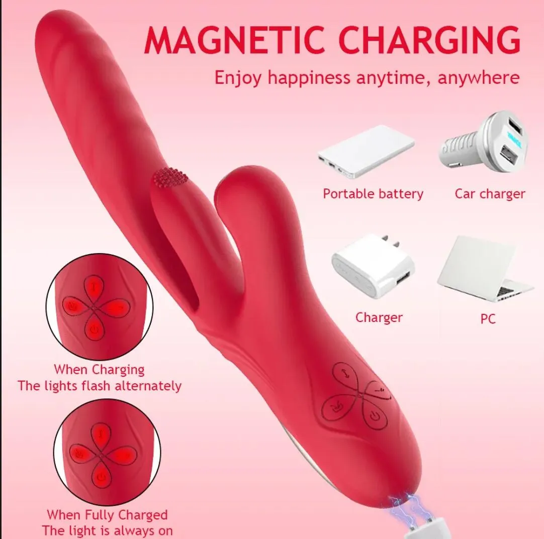 3 IN 1 Telescopic Dildos G Spot Sucking Rabbit Vibrator Tongue Licking Clit Massager Dual Motor Stimulator Sex_voghion.com