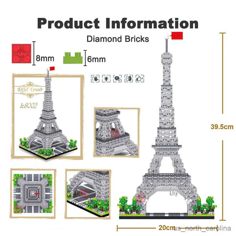 Blocos 3585pcs Arquitetura Mundial Modelo Paris Torre Cidade Micro Construção Diamante Blocos de Construção DIY Brinquedos para Crianças Presentes R230907