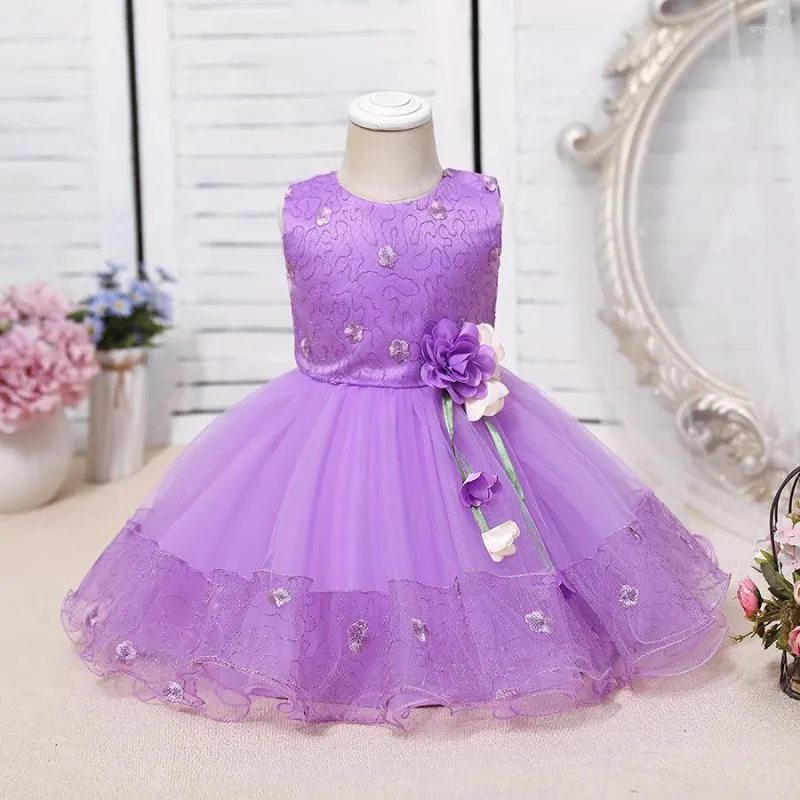Girl Dresses Summer Korean Style Children Cute Embroidery Costume Kid Birthday Party Dress For One Year Old Wash Clothing