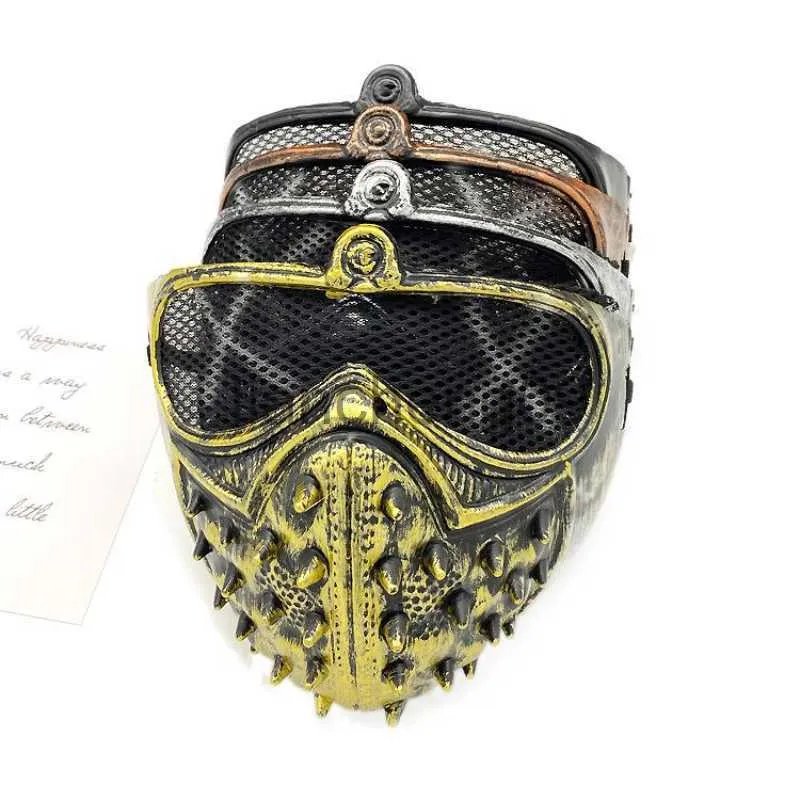 Máscaras de festa punk rebite máscara festa diabo cosplay máscaras masquerade meia face traje adereços máscara cosplay para halloween parte x0907