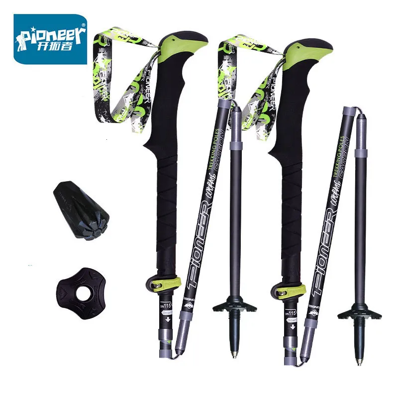 Trekkingstokken 2 stuks PIONEER Carbon Fiber Opvouwbare Wandelstok 5 secties Verstelbare Bergbeklimmen Kruk Outdoor Wandelen 16 serie 230907