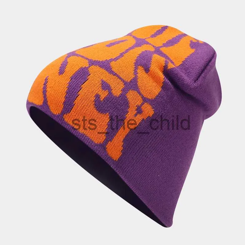 Jacquard Letter Knit Beanie Hat Unisex Skull Cap,... From  display picture 1