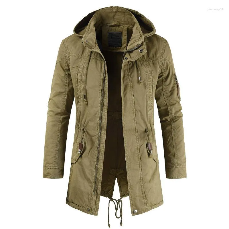 Herren Trenchcoats Bomberjacke Casual Male Fashion Outwear Slim Fit Mittellange Kapuzenjacken Herrenbekleidung