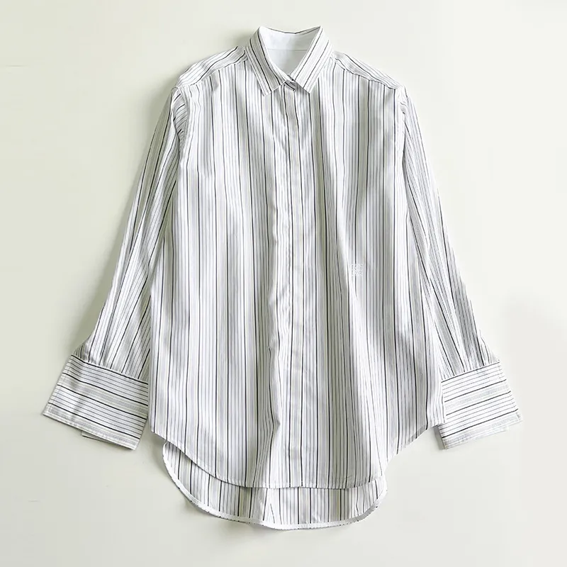 tOTEME Women New Linen Stripped Blouse Simple Style