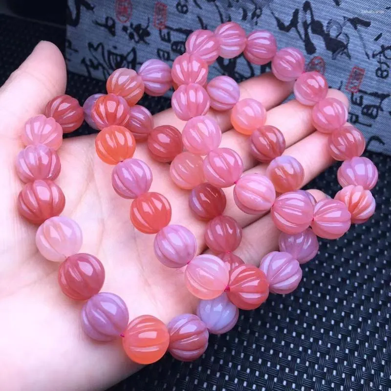 Strand 1 Pc Fengbaowu Natural Yanyuan Agate Pumpkin Bracelet Crystal Reiki Healing Stone Fashion Jewelry Gift For Women Men