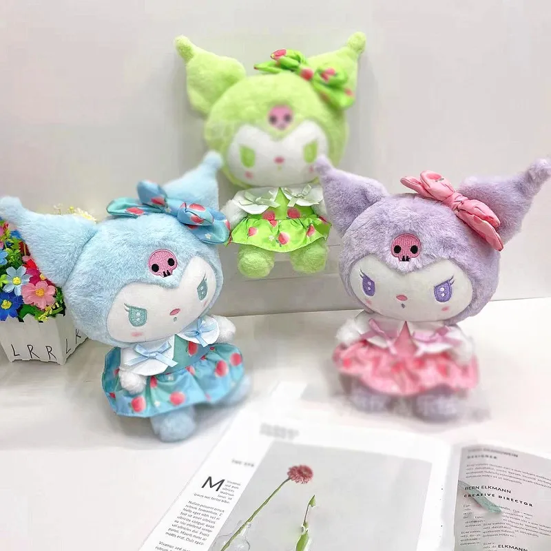 Factory wholesale 25cm 3 styles flower skirt bow kulomi plush toy animation film and television peripheral doll children's gift