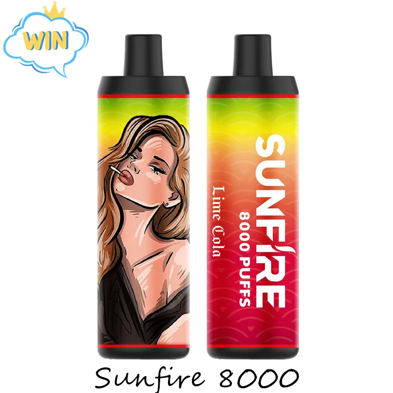 Kanada Ucuz Vapes Sunfire 8000 Pufs 9K 10K 15K Tek Kullanımlık E Sigara DTL 18ml Arabalar Pre Doldurulmuş 600mAh Şarj Edilebilir Vape Cihaz Vapers Üreticisi Doğrudan Besleme