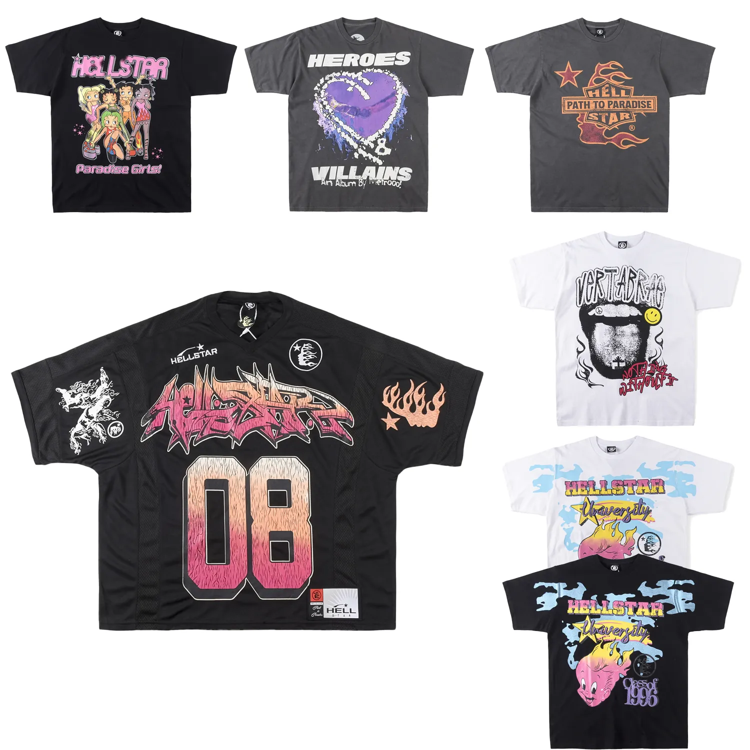 Hellstar Herren-Designer-T-Shirt Dark High Street Trends Hip Hop Herren- und Damen-Baumwoll-T-Shirt