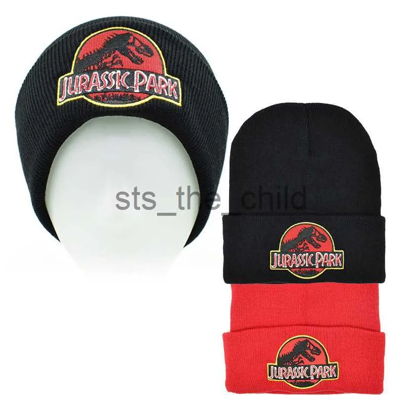 Beanie/Kafatası Kapakları Jurassic-Park Dinozor Kapakları Kış Şapkası Beanie Pamuk Örgü Kafataları Beanie Hip Hop Açık Sokak Giysesi Şapkaları Hayranlar İçin Noel Şapkası X0907