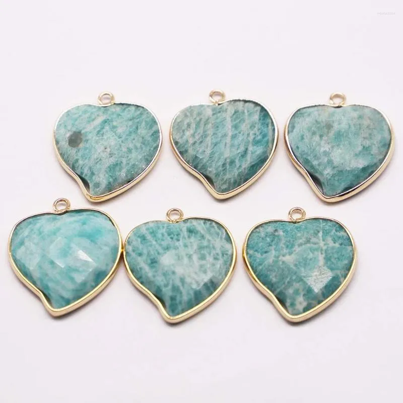 Pendant Necklaces 6pcs/lot Natural Stone Amazons Heart Section Gilt Necklace Turquoise Crystal Fashion Jewelry Accessories