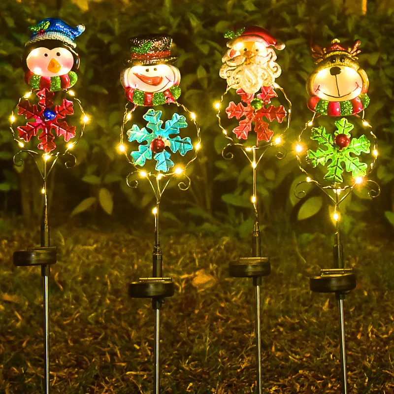 Garden Decorations Christmas Solar LED Light Santa Claus Snowman Elk Night Lamp Waterproof Year 2024 Landscape Outdoor Home Decoration 230907