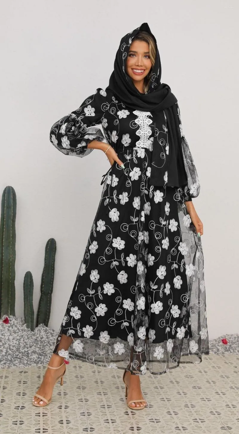 Abbigliamento etnico Abaya per donna Arabo Islam Dubai Abito lungo Caftano nero Caftano Medio Oriente Turchia Abiti Designer africano Donna