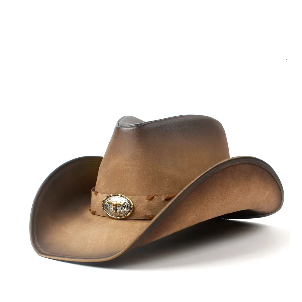 Large Brim Chapeaux Seau 36 Stlye 100 Cuir Hommes Western Cowboy Chapeau Pour Gentleman Papa Cowgirl Sombrero Hombre Casquettes Grande Taille XXL grande tête 230907