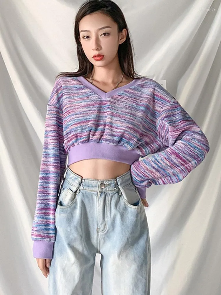 Actieve shirts Dames Corduroy Contrastlijn Yoga Sweater Outdoor Ademend Eenvoudig hardlooptop Gebreide taille Elastisch Fitnesstrainingspak
