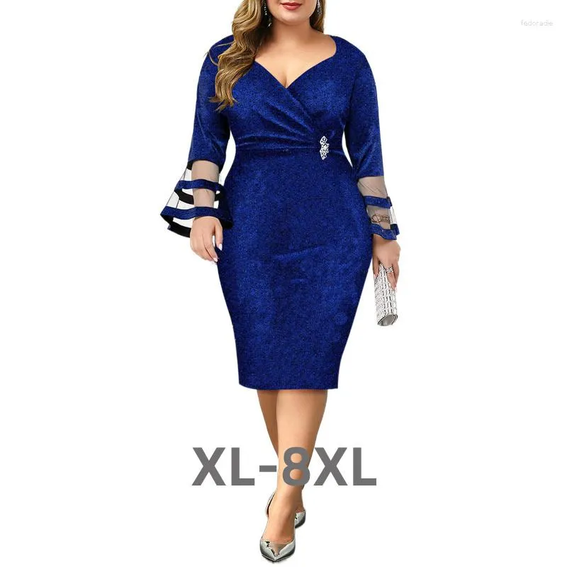 Plus Size Kleider Kleid für Frauen Elegante Midi Curvy Shinny Kleidung 2023 Sommer Damen Cocktail Abend 3XL 4XL 5XL 6XL