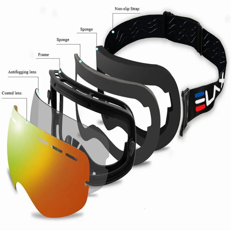 Лыжные очки Лыжные очки Магнитные двухслойные поляризационные линзы Противотуманные очки для катания на лыжах Противотуманные очки для сноуборда Мужчины Женщины Лыжные очки Чехол для очков Катание на лыжах 230907