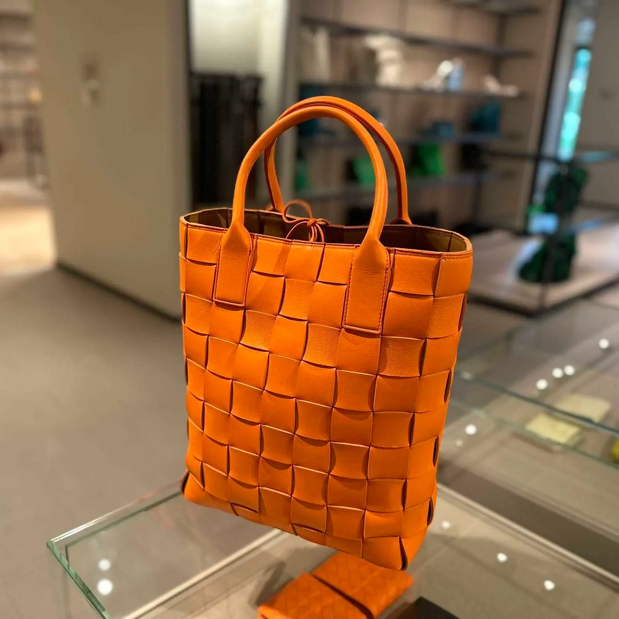 Saco de luxo BVs Designer Botteg Vena Bags CABAT saco tecido de couro laranja X