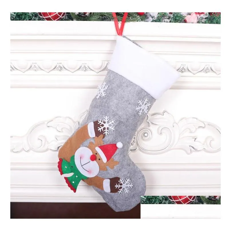 Weihnachtsdekorationen, Socken, Dekoration, Süßigkeiten, Strümpfe, grauer Weihnachtsbaum-Anhänger, großer Weihnachtsstrumpf mit Lichtern, Kinder-Weihnachts-Geschenktüte, Dh06Z