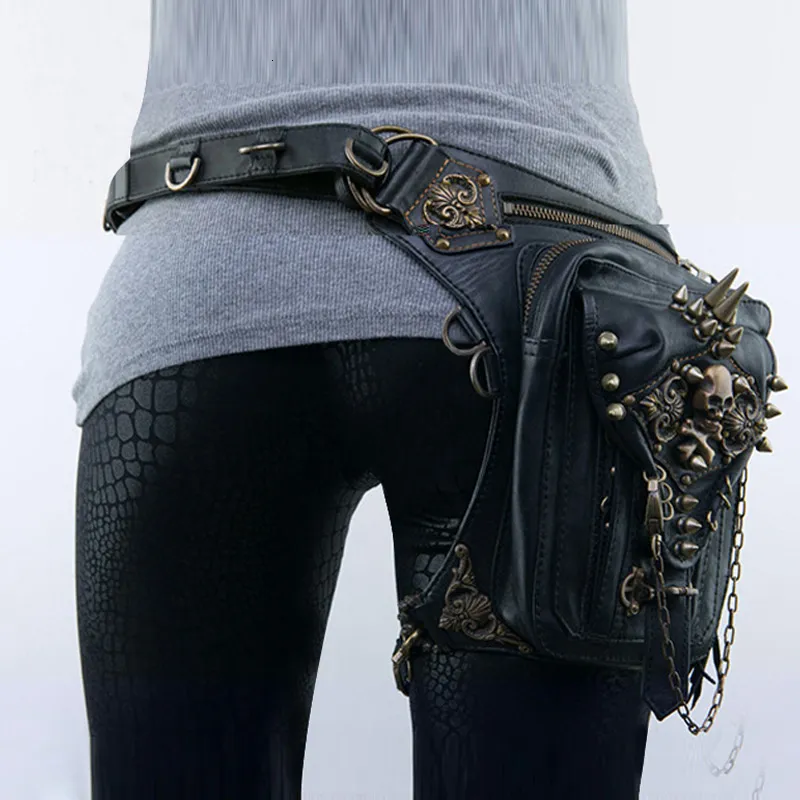 Midjepåsar Motorcykel Steam Punk Midjeben Höft Bälta Banana Messenger Shoulder Bag Mobiltelefon Midjeväska Fanny Packs Pack For Women Gothic 230907