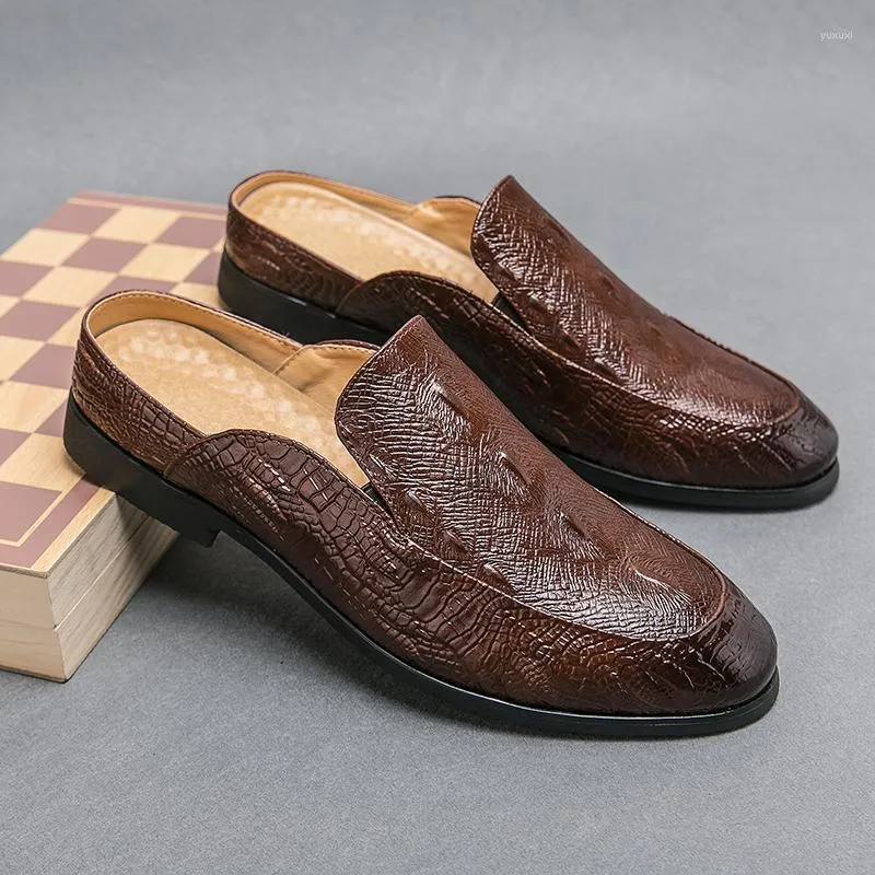 Pantoufles de styliste en cuir véritable pour hommes, chaussures décontractées de haute qualité, mode de luxe, été 2023, Mocassins