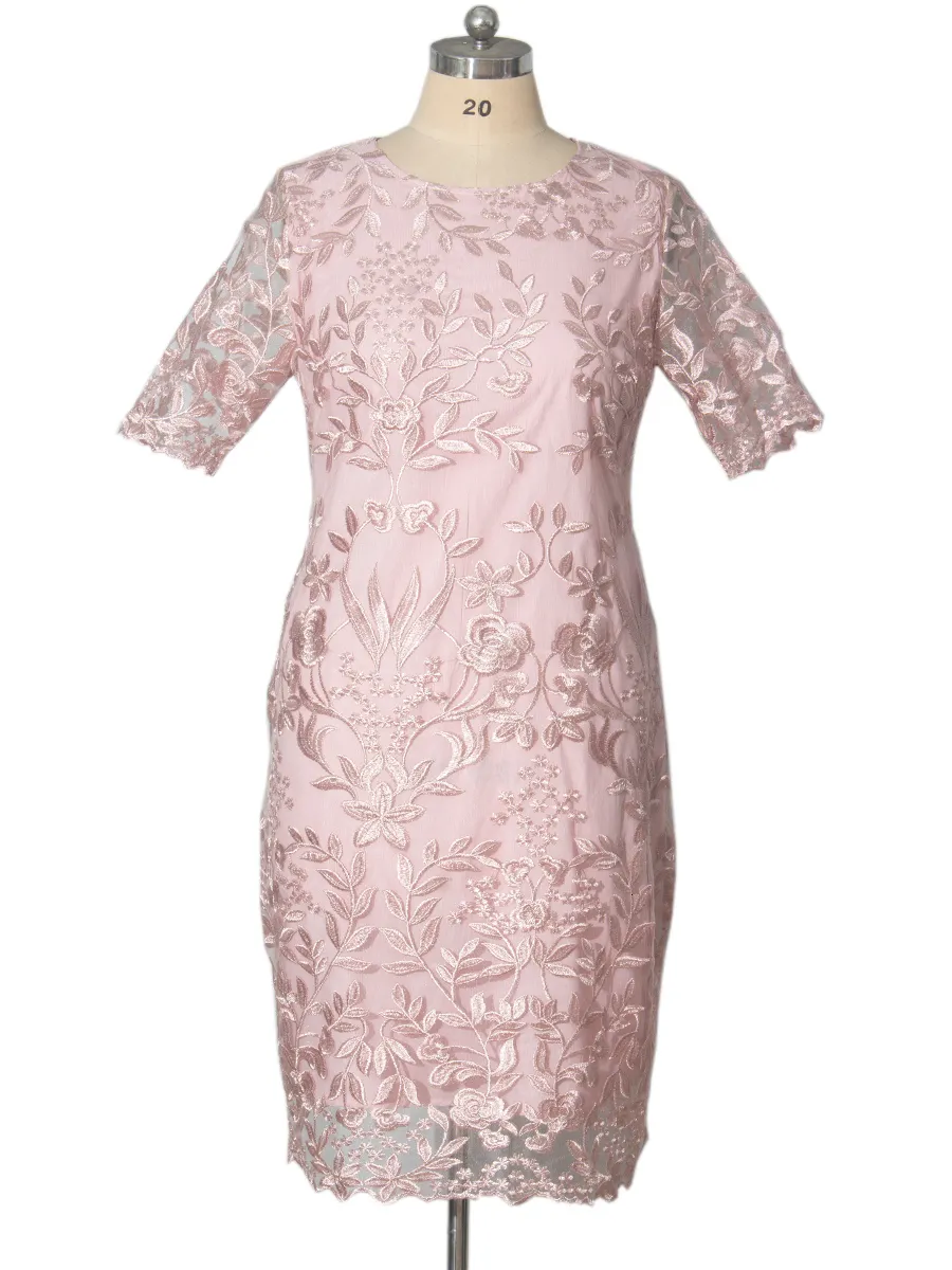 Plus Size Floral Lace Summer Wedding Guest Dress Short Sleeve V Neck Bodycon Party Dress For Women 4XL 5XL Pink Sky Blue From Xuan03 12.32 DHgate.Com