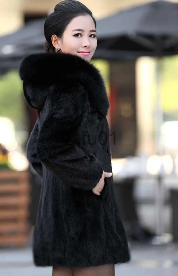 Faux Fur Coat Women Winter 2024 Fluffy Thickened Hooded Jacket