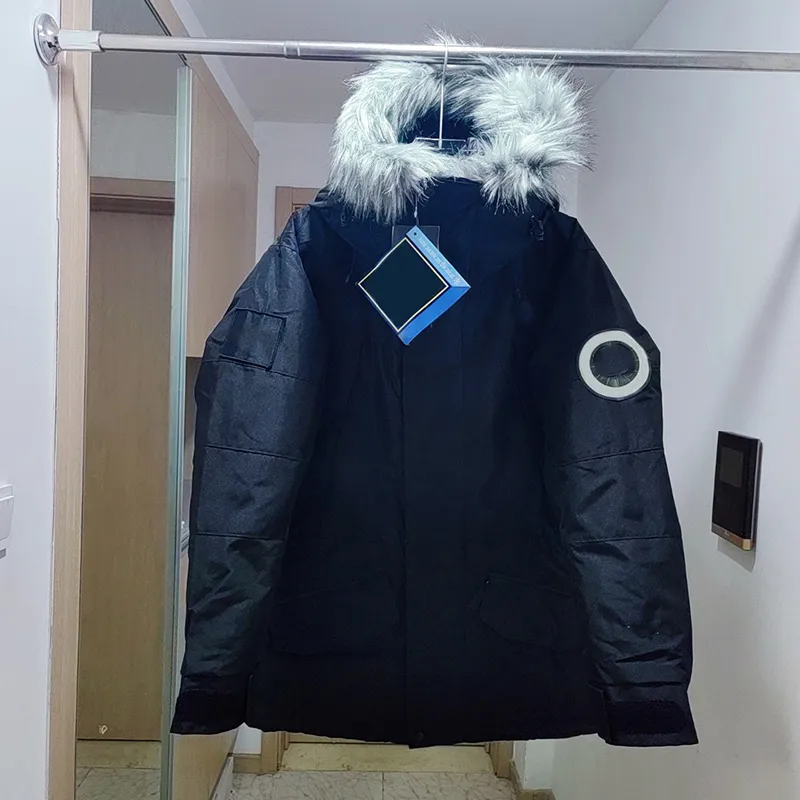 Winter Mens Jacket Women Fur Collar Down Hooded Embroidery North