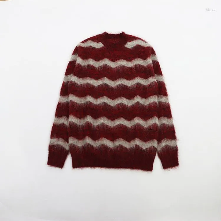 Women's Sweaters 2023 Autumn And Winter Round Neck Wavy Pattern Color Matching Casual Knitted Sweater Women