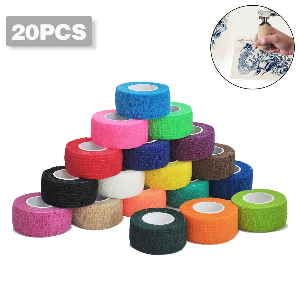 Other Tattoo Supplies 61020 Pieces 2.5cm Bandage Tattoo Sports Wrap Tape Self Adhesive Elastic Bandage Tape Tattoo Permanent Makeup Accessories 230907