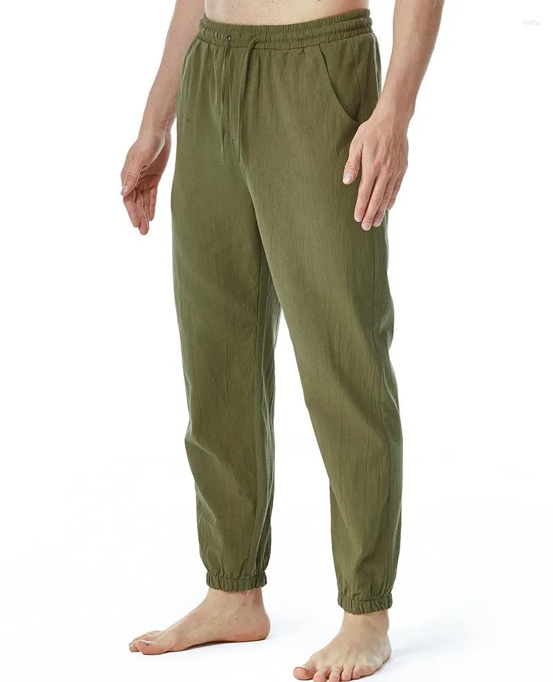 Mens Pants Mens Casual Beach Trousers Lightweight Elastic Waist