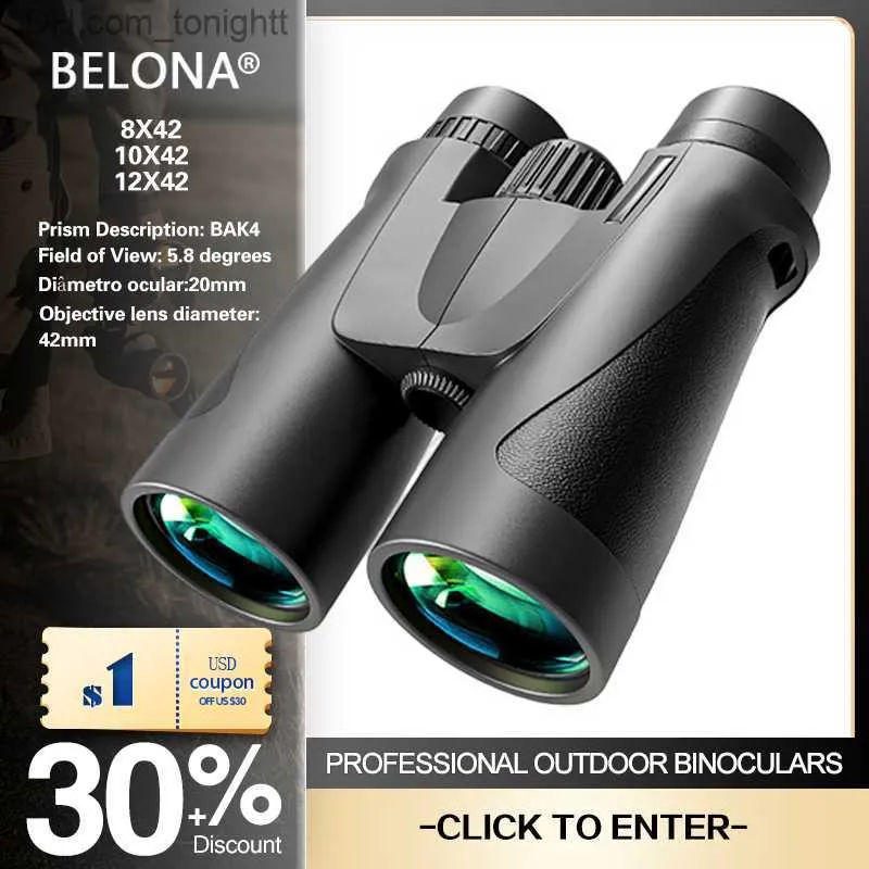 Telescopes 10x42 Binoculars Hunting and Tourism HD BAK4 Prism FMC Coating Lll Night Vision Professional Powerful Military Zoom Telescope Q230907