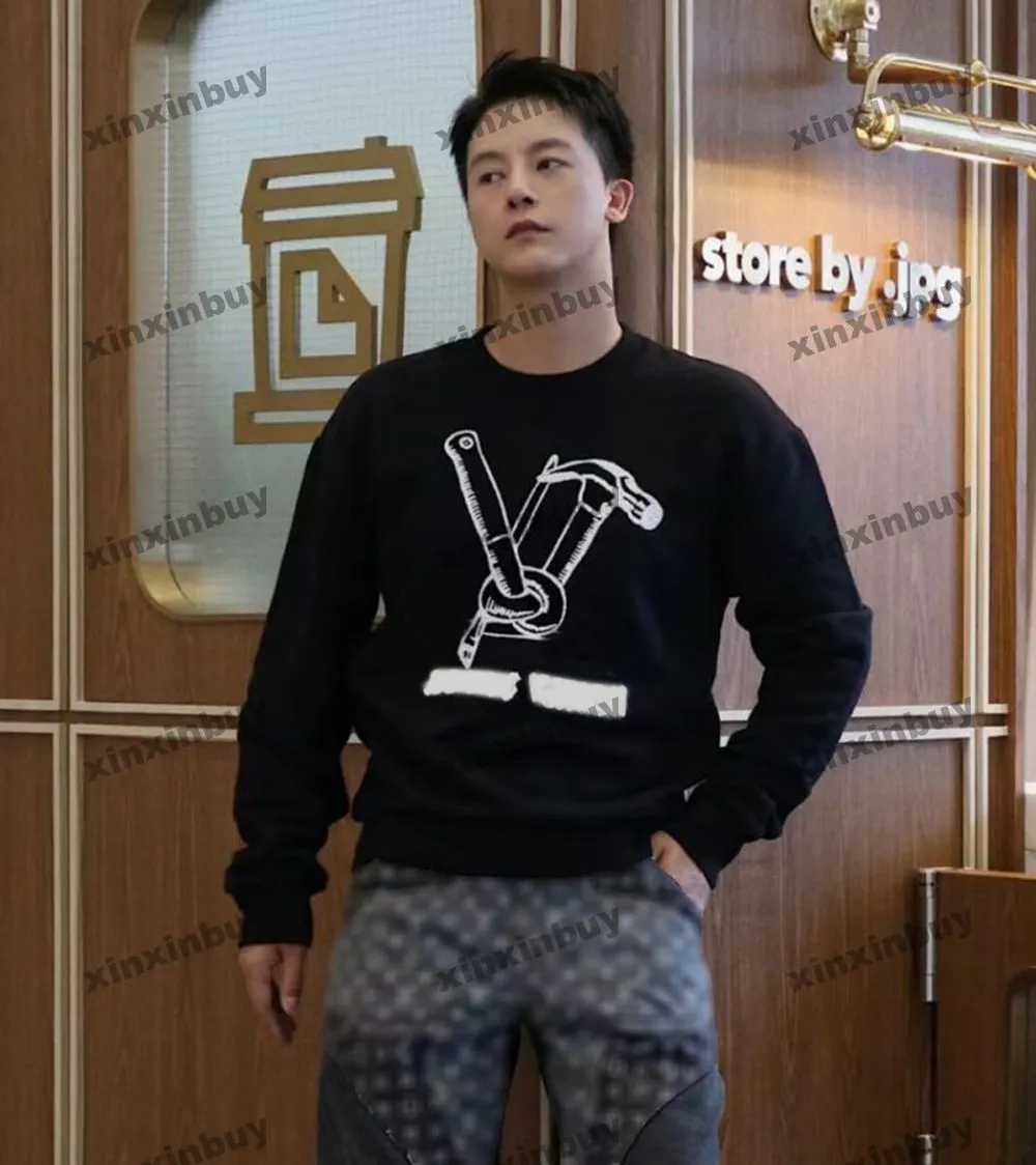 Xinxinbuy Mannen Designer Hoodie Sweatshirt 23ss Parijs Brief Toolbox Patroon Borduren Lange Mouw Vrouwen Zwart Wit S-2XL