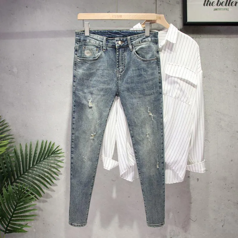 Heren Jeans Harajuku Zomer Koreaanse Street Style Vintage Kleding Luxe Broek Slanke Denim Klassieke Coole Broek Voor Mannen