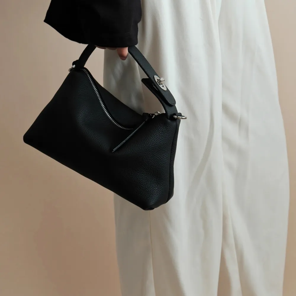 Abendtaschen Schwarz Mode Einfache Echtes Leder Frauen Einkaufstasche Handtasche Weiche Echtes Rindsleder Dame Schulter Umhängetasche 230920