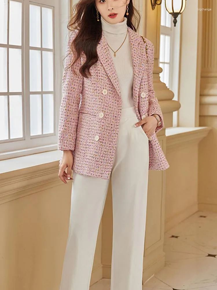 Costumes Pour Femmes Automne Hiver Tweed Blazer En Laine Pour