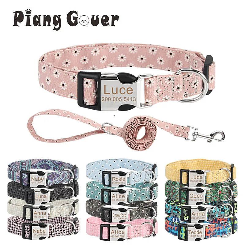 Hundhalsar Leases Dog Collar Anpassad valpkatt Leases Tag Leash Personlig typskylt ID Petkrage för medelstora stora hundar 230906